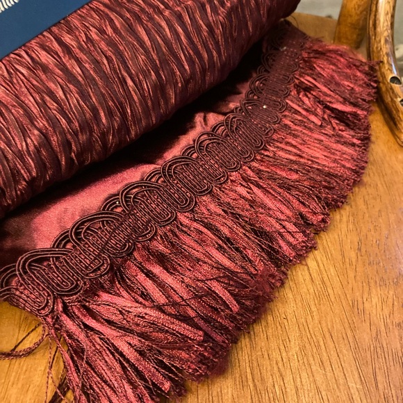 1 LEFT! — 48 Inch Burgundy Tree Skirt with Tasseled Border - Christmas Eve - Picture 7 of 11